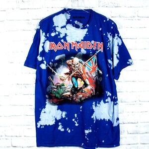 Iron Maiden T Shirt Unisex Large Blue Tie Dye Band Licensed Music Tee Merch